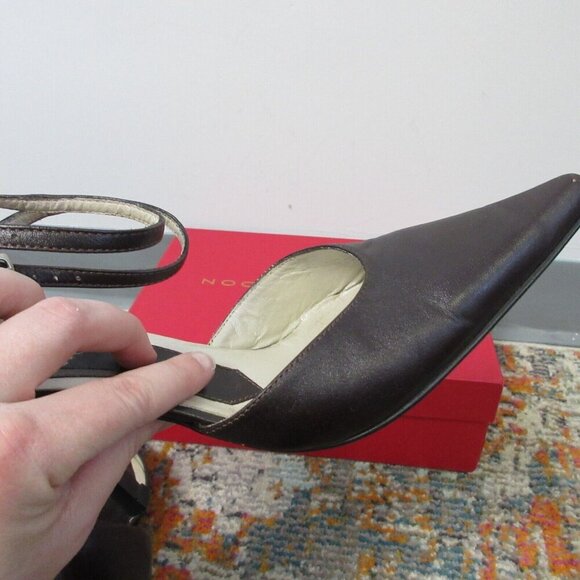 San Cipriano Pointed Toe Ankle Strap Pumps Women 37 Brown High Heels y2k vtg 322 - Picture 8 of 10